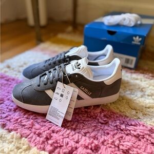Adidas Gazelle Gray and White Sneakers